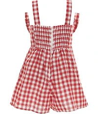 Tween Diva Little Girls Sleeveless Gingham-Printed Woven Romper