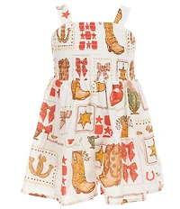 Tween Diva Little Girls Western Printed Romper
