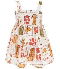 Tween Diva Little Girls Western Printed Romper