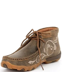 Twisted X Women's Embroidered Leather Driving Moc Toe Chukka Boots