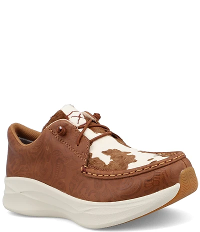 Twisted X Women's Feather X Cow Print Haircalf Casual Sneakers