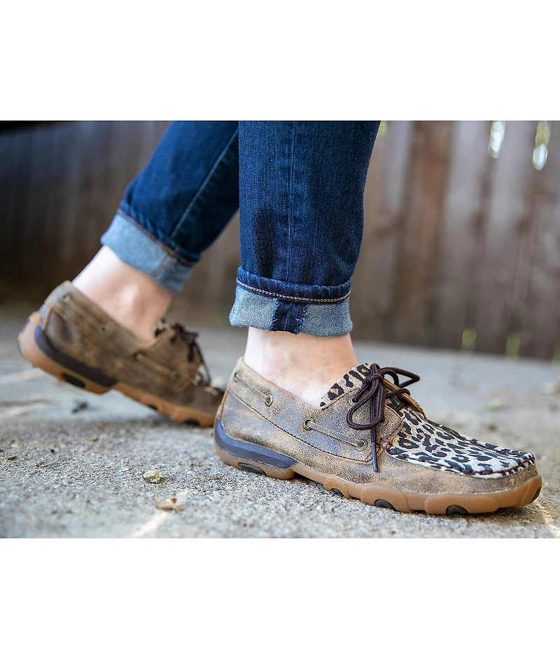 Twisted X Women's Leopard Print Boat Shoes