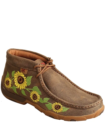 Twisted X Women's Sunflower Leather Driving Moc Toe Chukka Boots