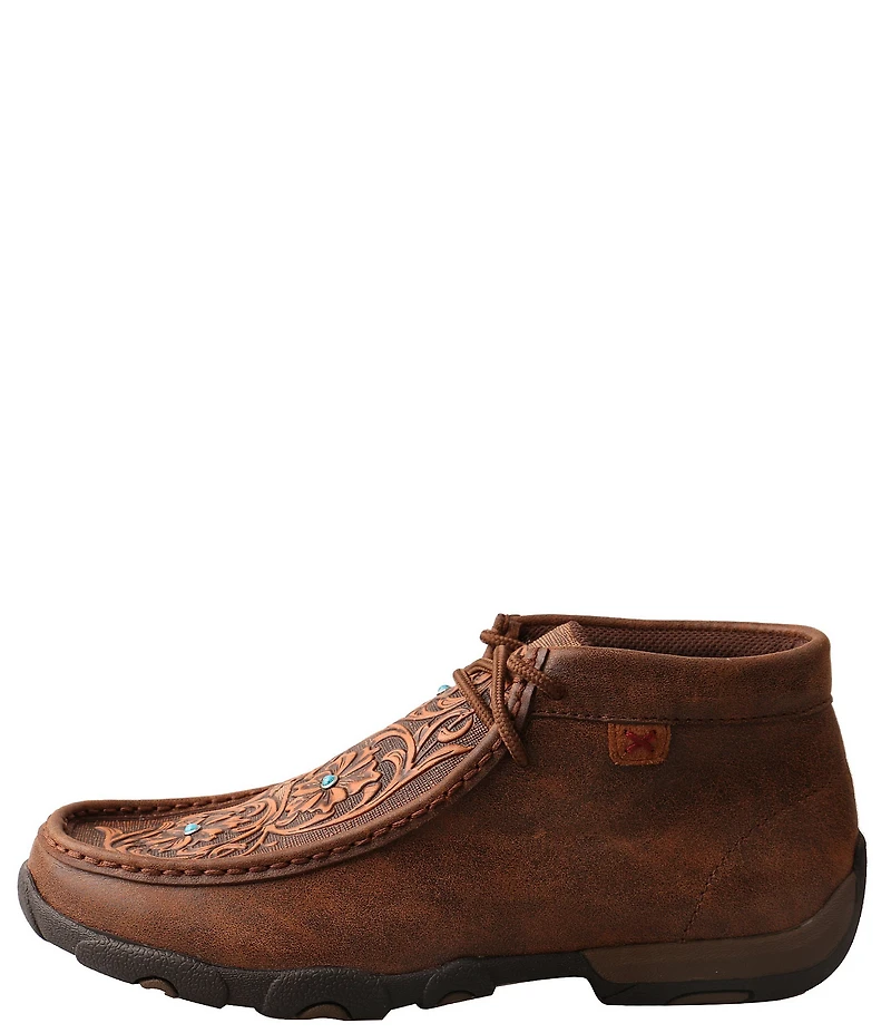 Twisted X Women's Tooled Turquoise Stud Driving Moc Toe Chukka Boots