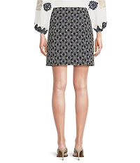 tyler boe Cindy Woven Daisy Embroidered Mini Pencil Skirt