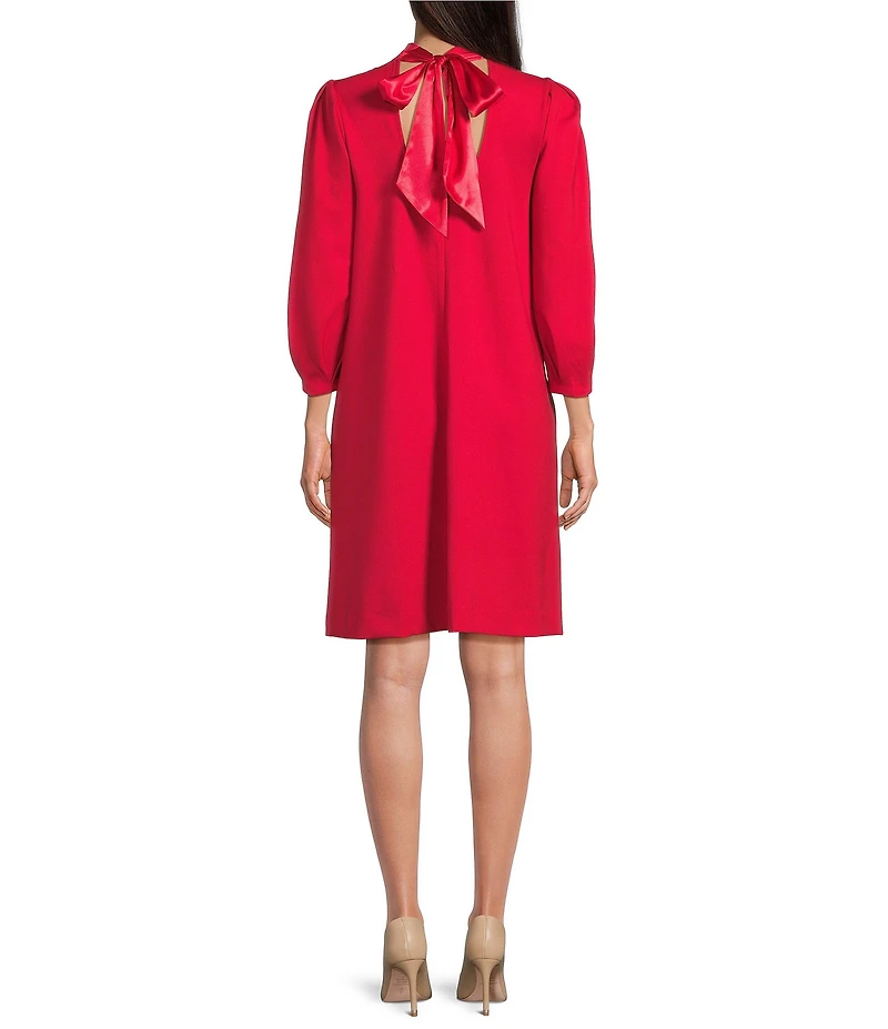 tyler boe Cleo Ponte Mock Neck 3/4 Puff Sleeve Rose Floret Dress