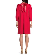 tyler boe Cleo Ponte Mock Neck 3/4 Puff Sleeve Rose Floret Dress