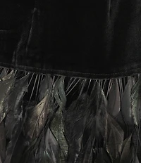 tyler boe Collette Mock Neck Sleeveless Feather Hem Dress