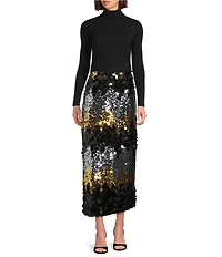 tyler boe Collins Paillette Sequin Straight Midi Skirt