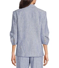tyler boe Cooper Linen Stripe Notch Lapel 3/4 Sleeve Single Breasted Jacket