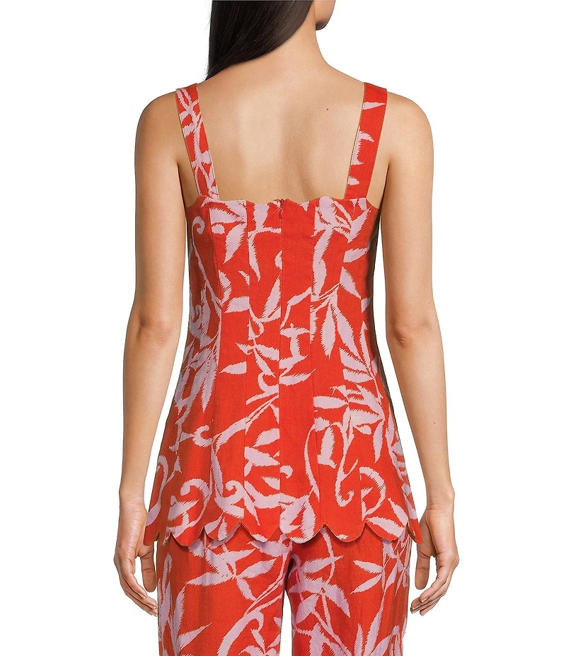 tyler boe Coordinating Vanessa Scallop Trim Square Neck Sleeveless Top