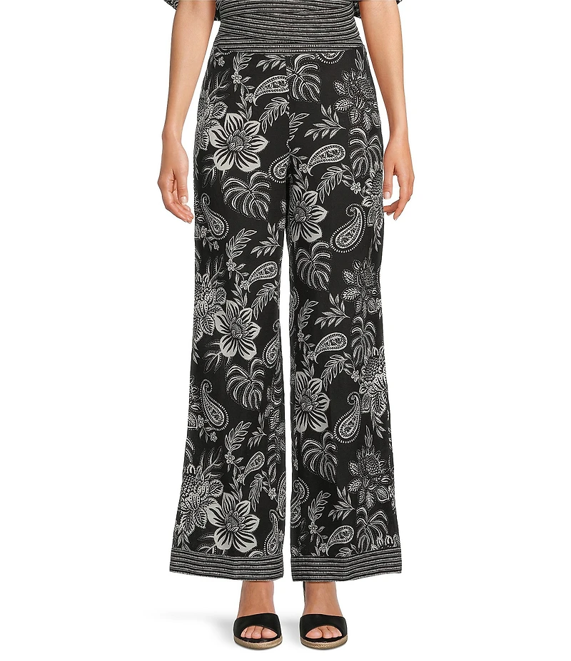 tyler boe Gianna Floral Print Linen Blend Elastic Waist Pull-On Coordinating Pants
