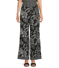 tyler boe Gianna Floral Print Linen Blend Elastic Waist Pull-On Coordinating Pants