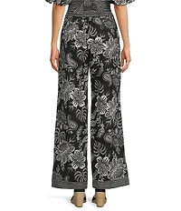tyler boe Gianna Floral Print Linen Blend Elastic Waist Pull-On Coordinating Pants