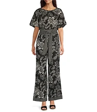 tyler boe Gianna Floral Print Linen Blend Elastic Waist Pull-On Coordinating Pants