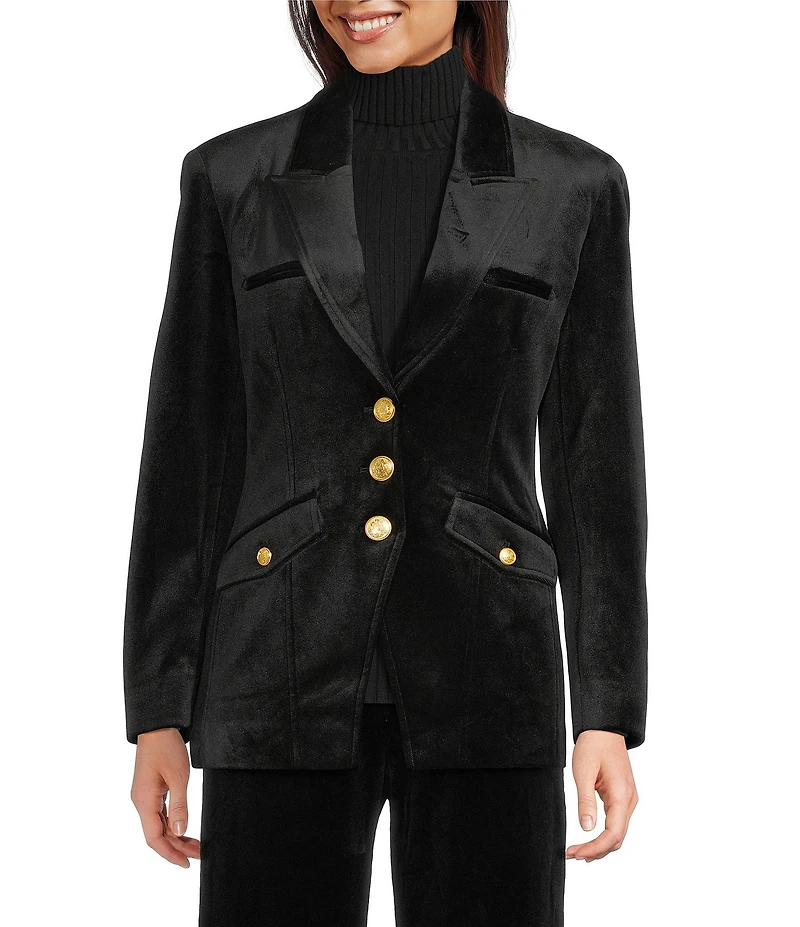 tyler boe Goldie Velvet Point Collar Long Sleeve Blazer