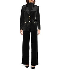tyler boe Goldie Velvet Point Collar Long Sleeve Blazer