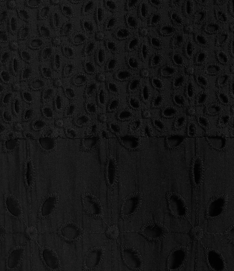 tyler boe Ingrid Eyelet Crew Neck Split V 3/4 Bell Sleeve Tiered Dress