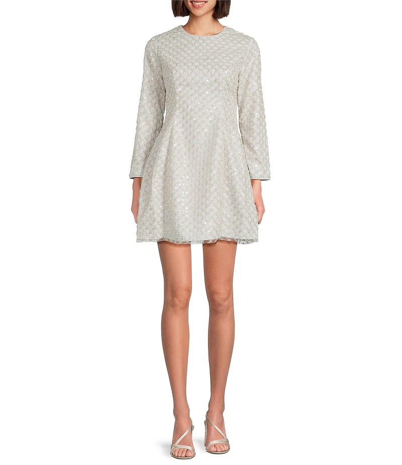 tyler boe Jacquilyn Round Neck Long Sleeve Pleated Mini Dress