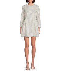 tyler boe Jacquilyn Round Neck Long Sleeve Pleated Mini Dress