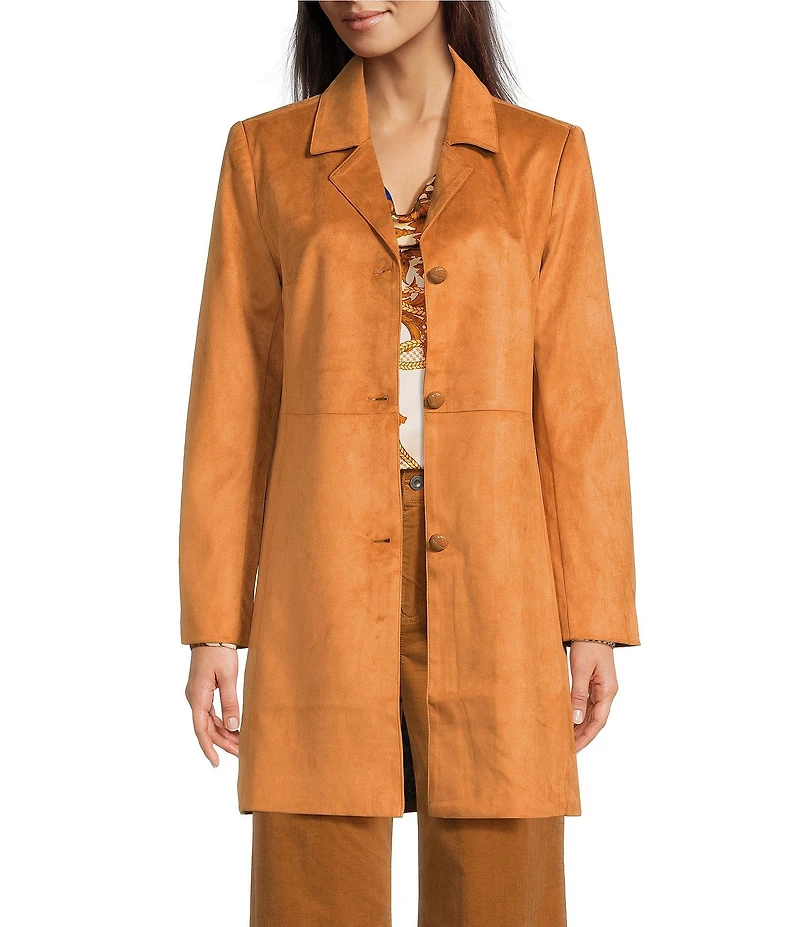 tyler boe Jordan Faux Suede Notch Collar Long Sleeve Jacket