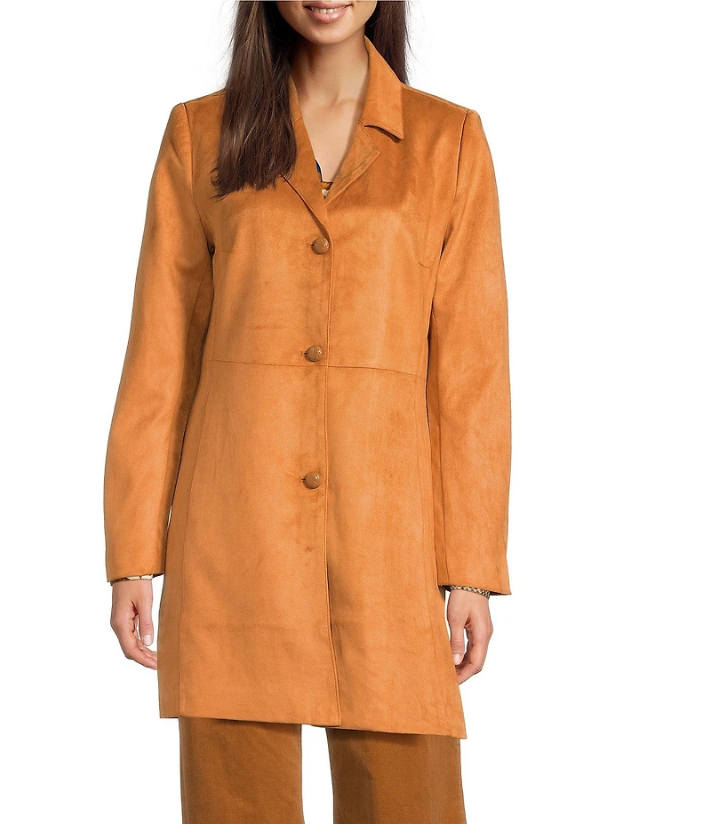 tyler boe Jordan Faux Suede Notch Collar Long Sleeve Jacket