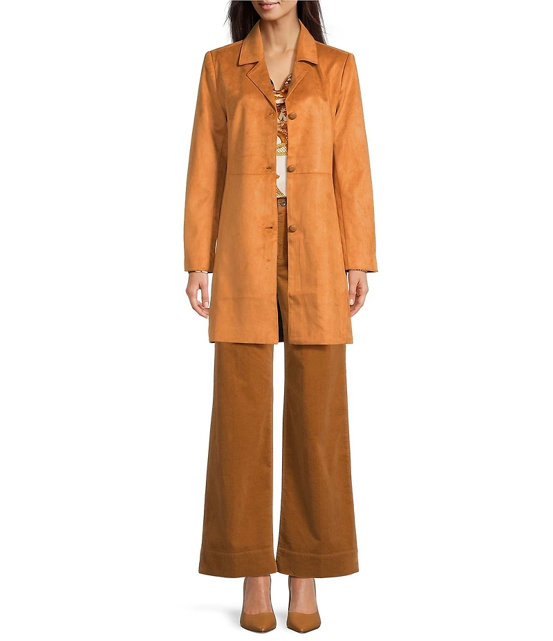 tyler boe Jordan Faux Suede Notch Collar Long Sleeve Jacket