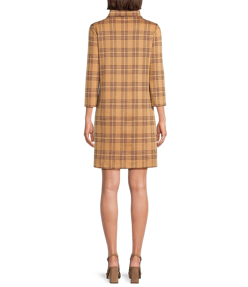 tyler boe Kim Knit Plaid Cowl Neck Bracelet Sleeve Dress