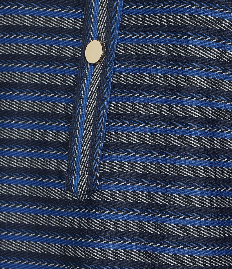 tyler boe Knit Stripe Point Collar 3/4 Sleeve Button Front Dress