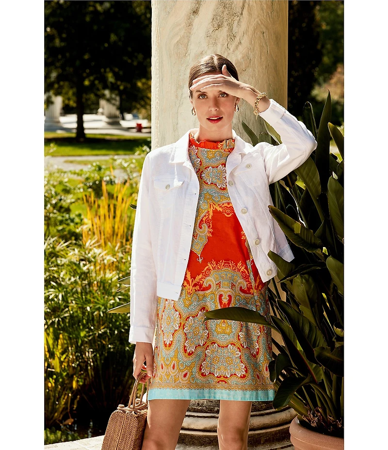 tyler boe Linen Point Collar Long Sleeve Button Front Jacket