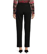 tyler boe Maddie Ponte Mid Rise Faux Leather Piping Ankle Length Pant