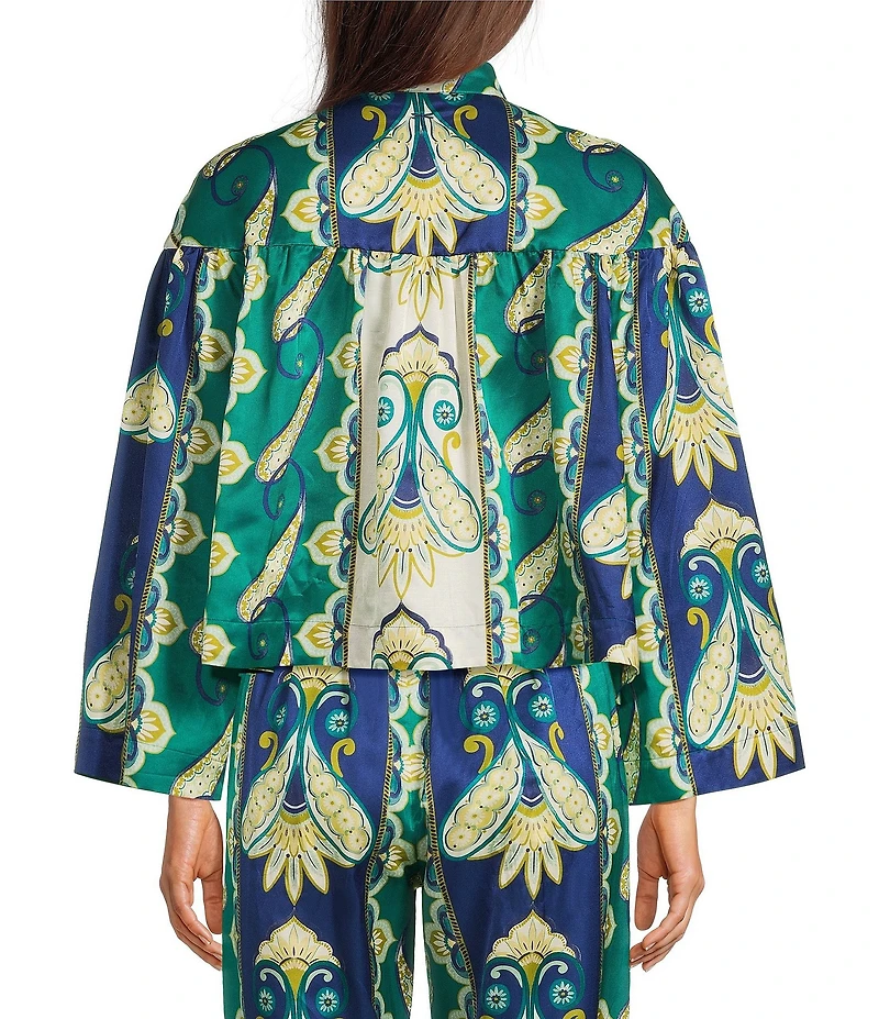 tyler boe Maeve Cabana Foulard Print Mandarin Collar 3/4 Sleeve Coordinating Top