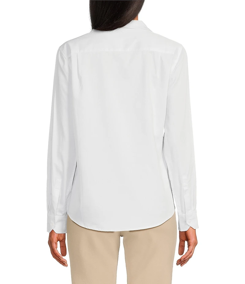 tyler boe Natalie Cotton Woven Point Collar Long Sleeve Concealed Button Front Blouse