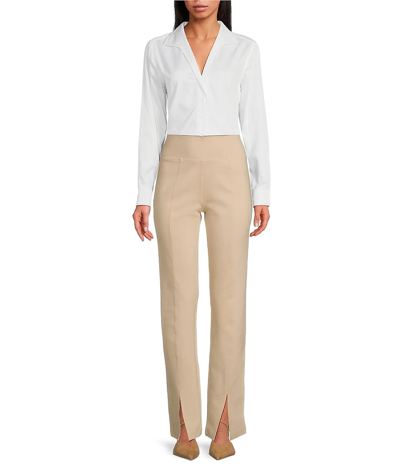 tyler boe Natalie Cotton Woven Point Collar Long Sleeve Concealed Button Front Blouse