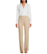 tyler boe Natalie Cotton Woven Point Collar Long Sleeve Concealed Button Front Blouse