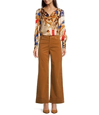 tyler boe Olivia Silk Equestrian Print Shawl Cowl Neck Long Sleeve Blouse