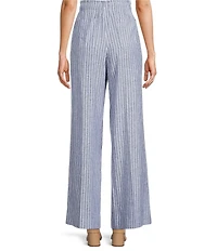 tyler boe Palmer Linen Stripe Wide Leg Pull-On Pants