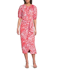 tyler boe Renee Round Neck Floral Short Puff Sleeve Coordinating Top