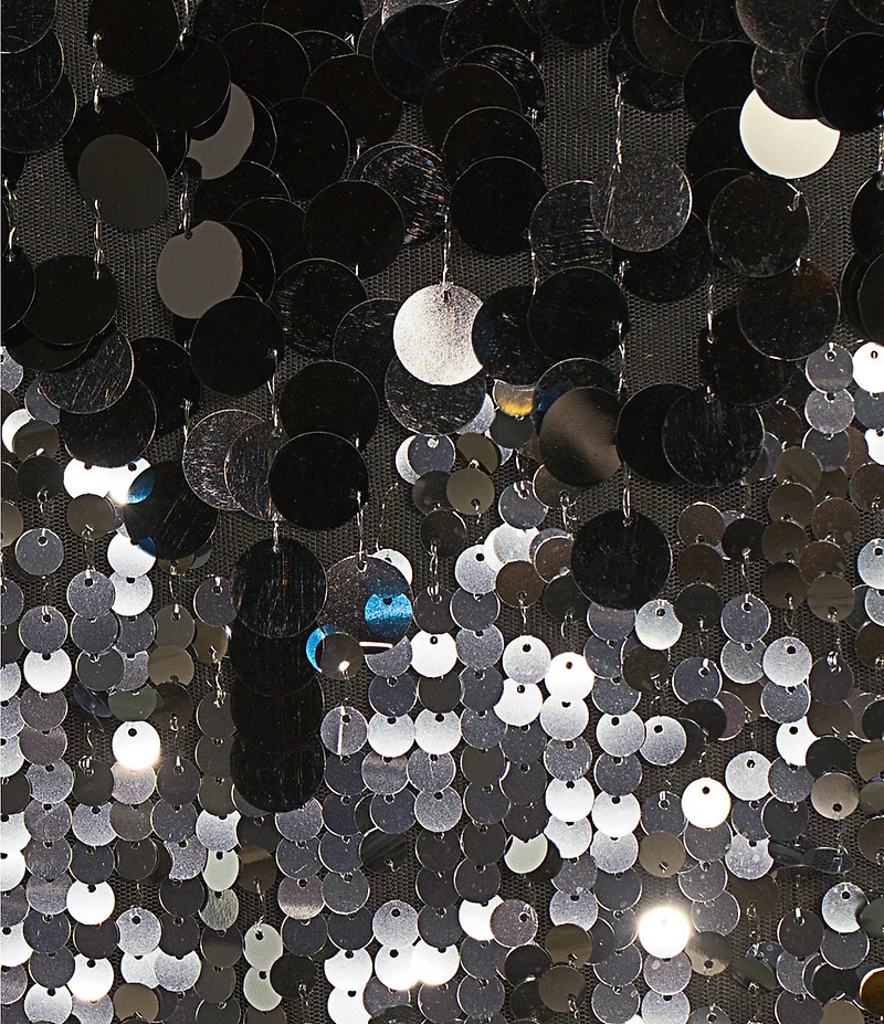 tyler boe Sandra Sequin Pailette Scoop Neck Long Sleeve Tunic