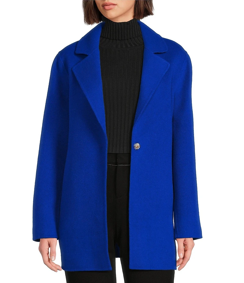 tyler boe Shannon Wool Blend Notch Lapel Long Sleeve Car Jacket