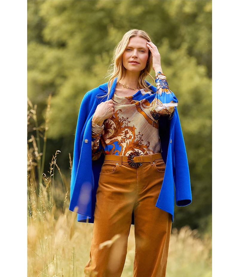 tyler boe Shannon Wool Blend Notch Lapel Long Sleeve Car Jacket