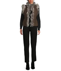 tyler boe Suede Faux Fur Trim Sleeveless Vest