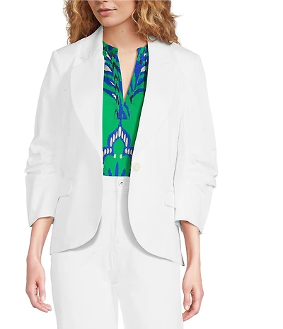 tyler boe Taylor Notch Lapel 3/4 Shirred Sleeve Single Breasted Blazer