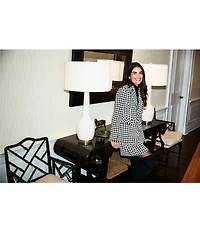 tyler boe Coordinating Tommy Check Pattern Notch Lapel Long Sleeve Button Front Blazer