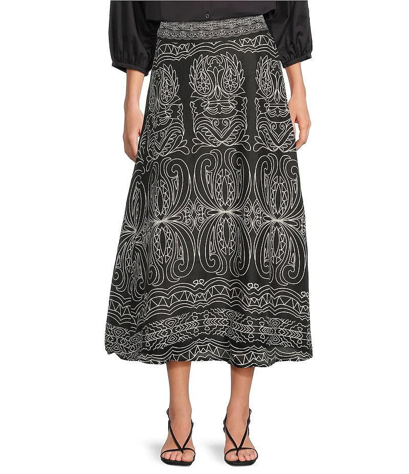 tyler boe Valentina Florentine Scroll Print A-Line Skirt