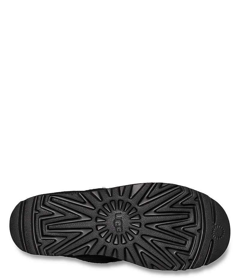 UGG Ansley Parc Suede Fur Lined Wedge Platform Slip On Shooties