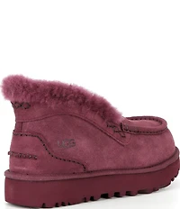 UGG Ansley Parc Suede Fur Lined Wedge Platform Slip On Shooties