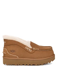 UGG Ansley Parc Suede Fur Lined Wedge Platform Slip On Shooties