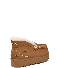 UGG Ansley Parc Suede Fur Lined Wedge Platform Slip On Shooties