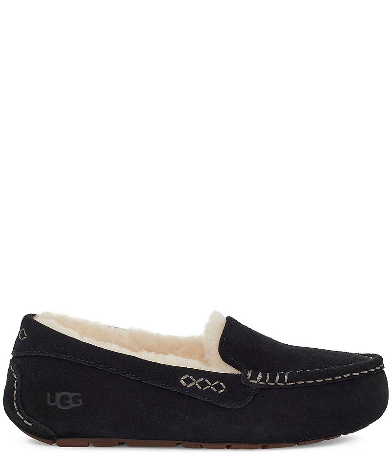 UGG Ansley Water-Resistant Suede Wool Lined Moccasin Slippers